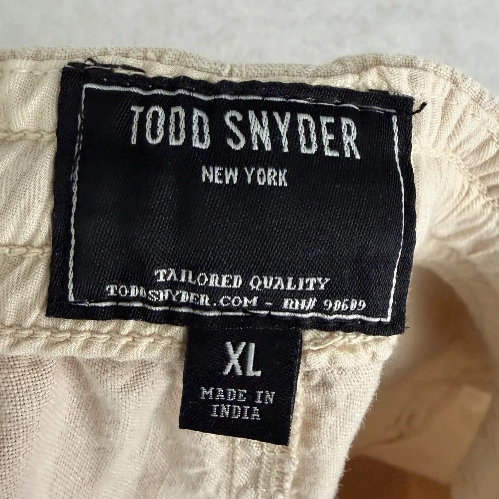 Todd Snyder NY Linen Beach Pants Men XL Oatmeal Natural Drawstring Cropped